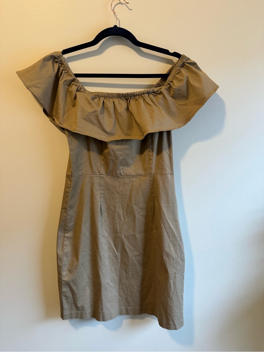 1. State One-Shoulder Ruffle Dress in Tan